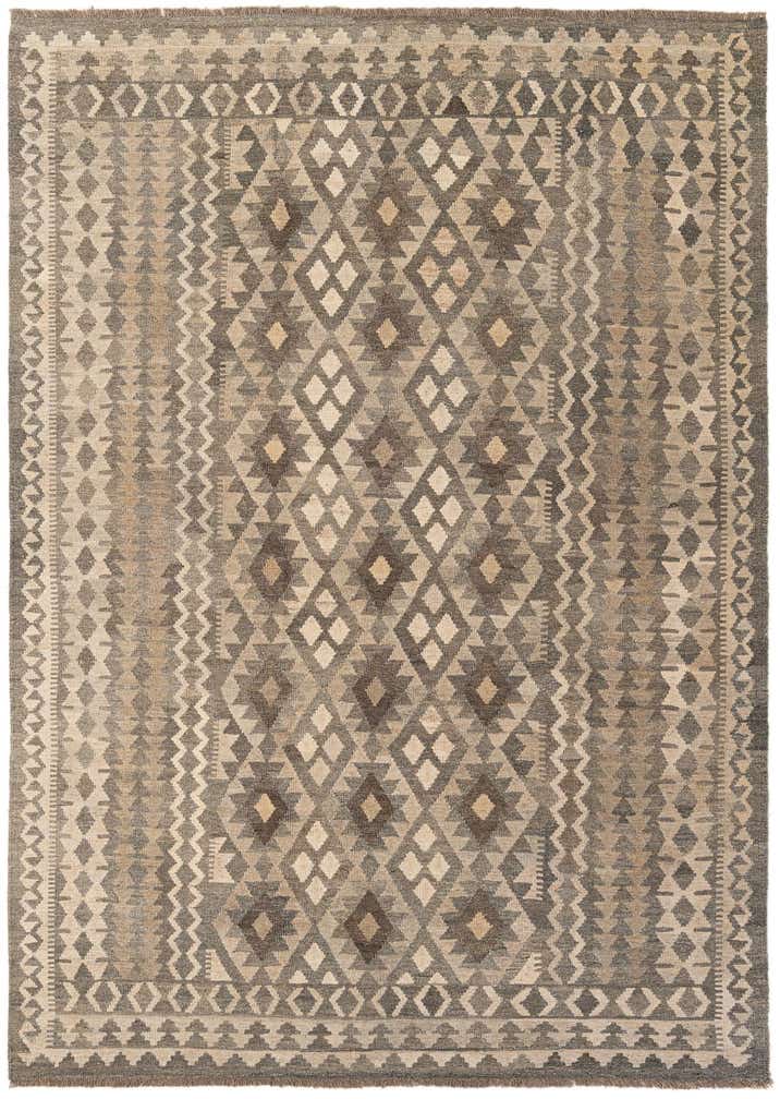 6' 10 x 9' 7 Hand Woven Kilim Maymana Wool Rug