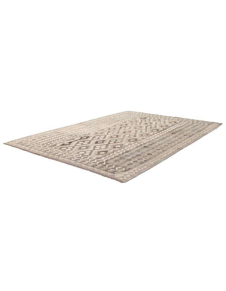 6' 10 x 9' 7 Hand Woven Kilim Maymana Wool Rug