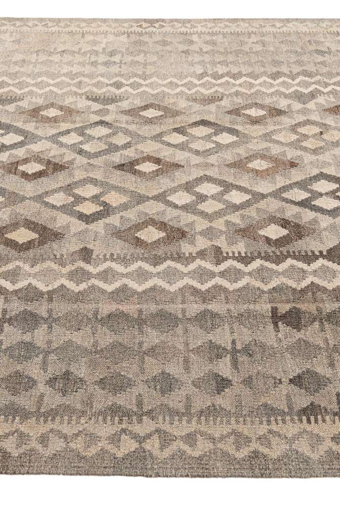 6' 10 x 9' 7 Hand Woven Kilim Maymana Wool Rug