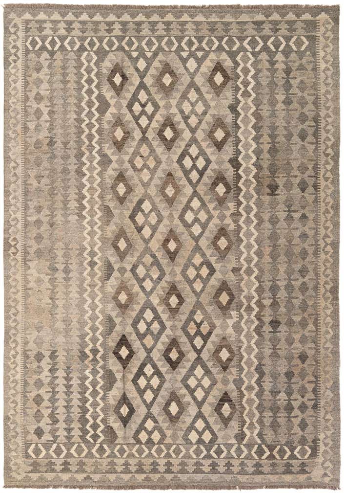 6' 10 x 9' 7 Hand Woven Kilim Maymana Wool Rug