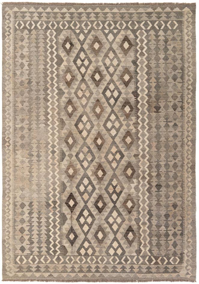Detail image of 6' 10 x 9' 7 Hand Woven Kilim Maymana Wool Rug