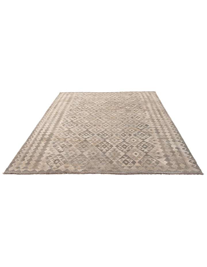 6' 11 x 9' 9 Hand Woven Kilim Maymana Wool Rug