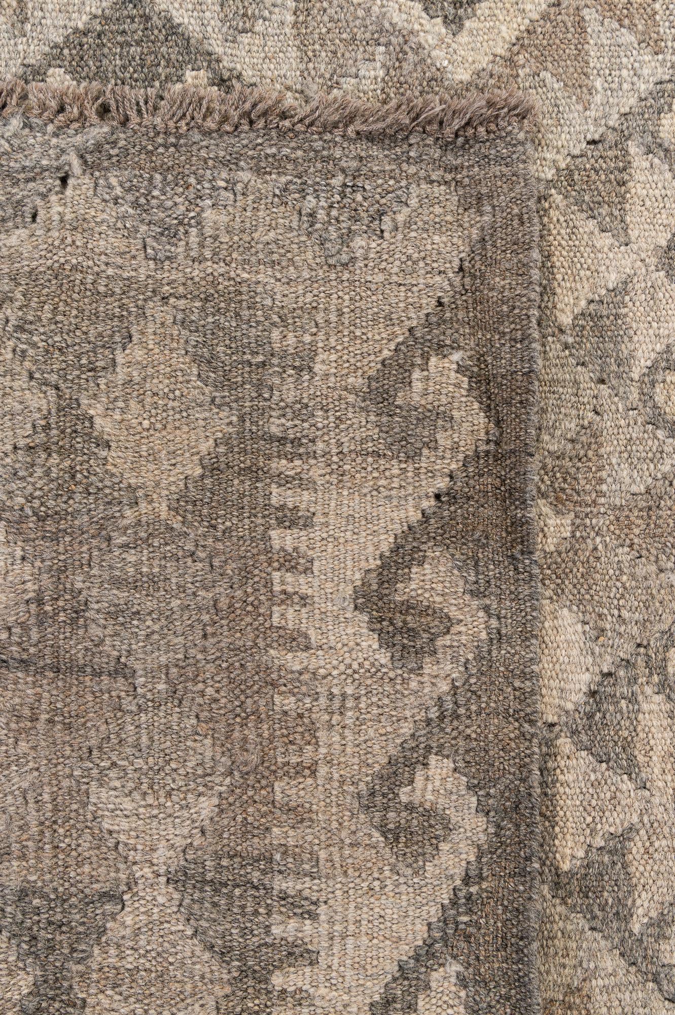 6' 11 x 9' 9 Hand Woven Kilim Maymana Wool Rug