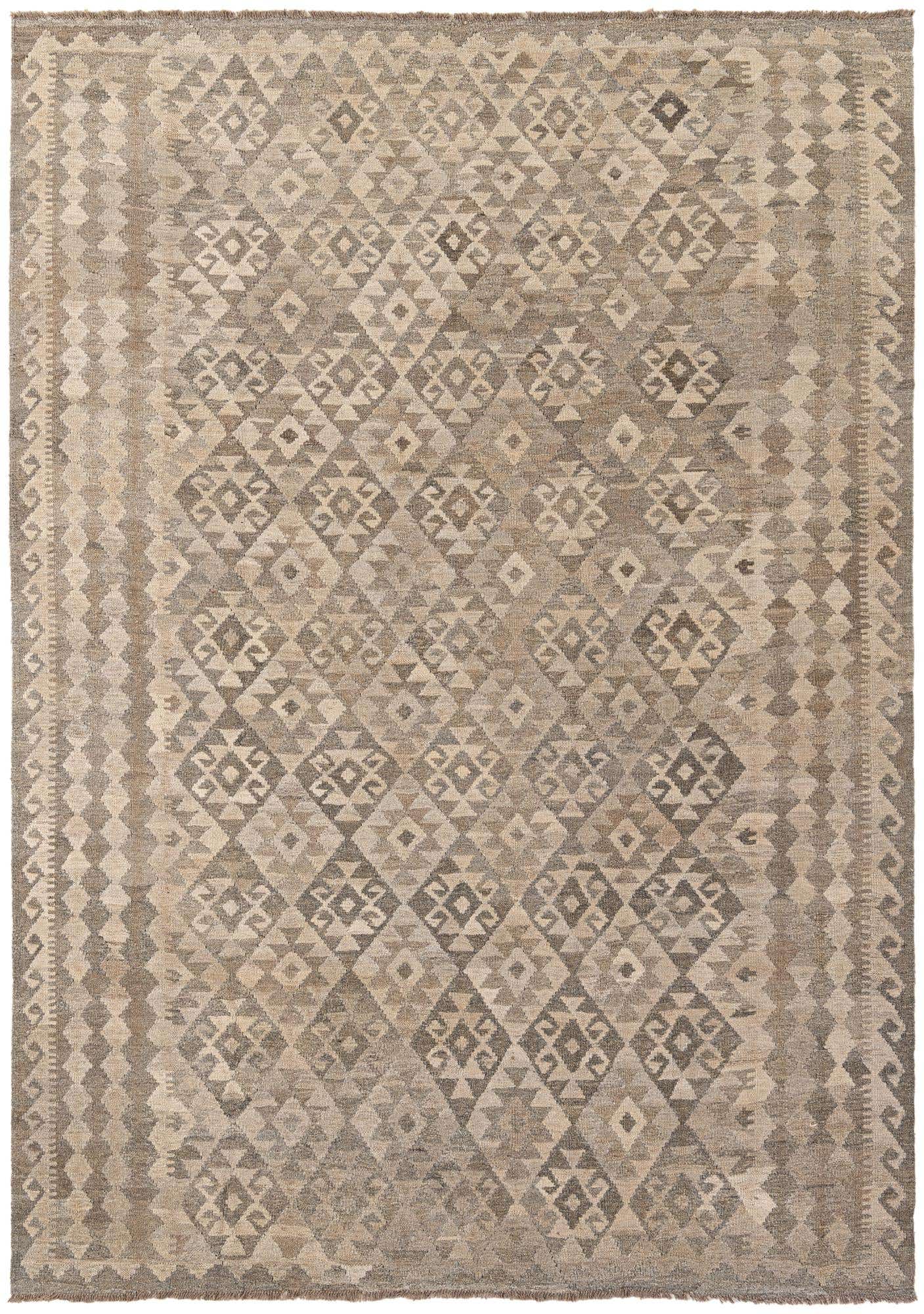6' 11 x 9' 9 Hand Woven Kilim Maymana Wool Rug