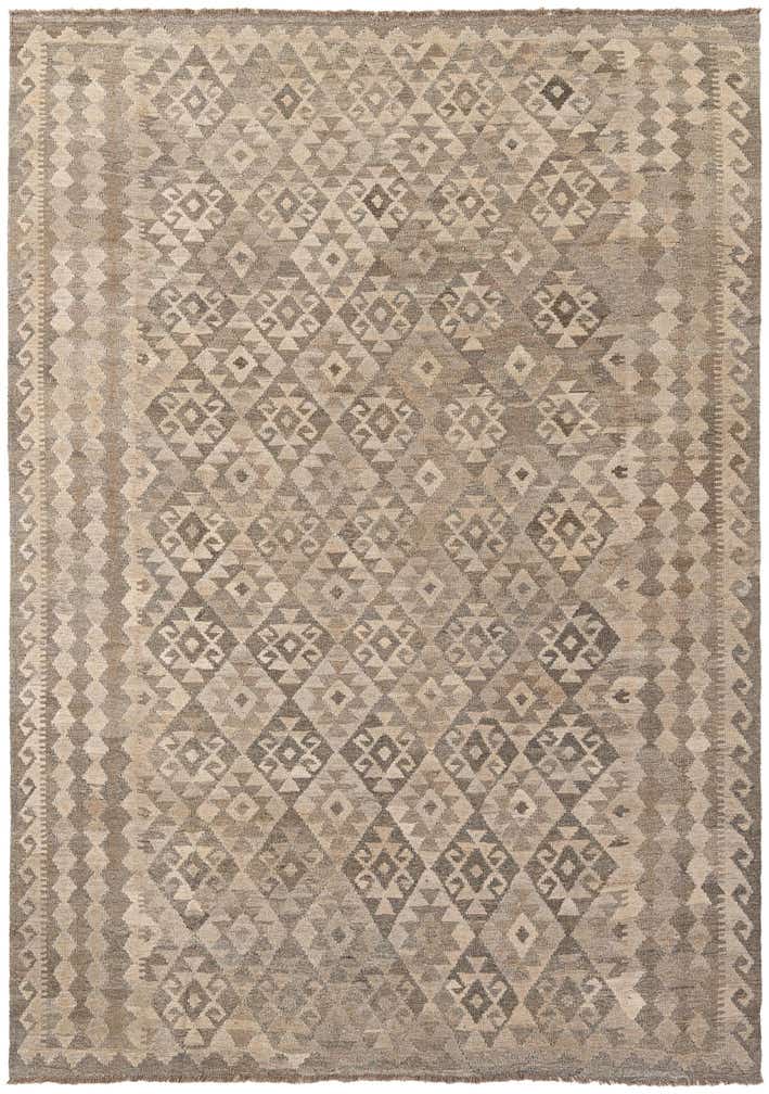6' 11 x 9' 9 Hand Woven Kilim Maymana Wool Rug
