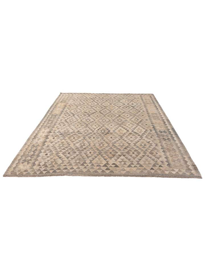 6' 7 x 9' 7 Hand Woven Kilim Maymana Wool Rug