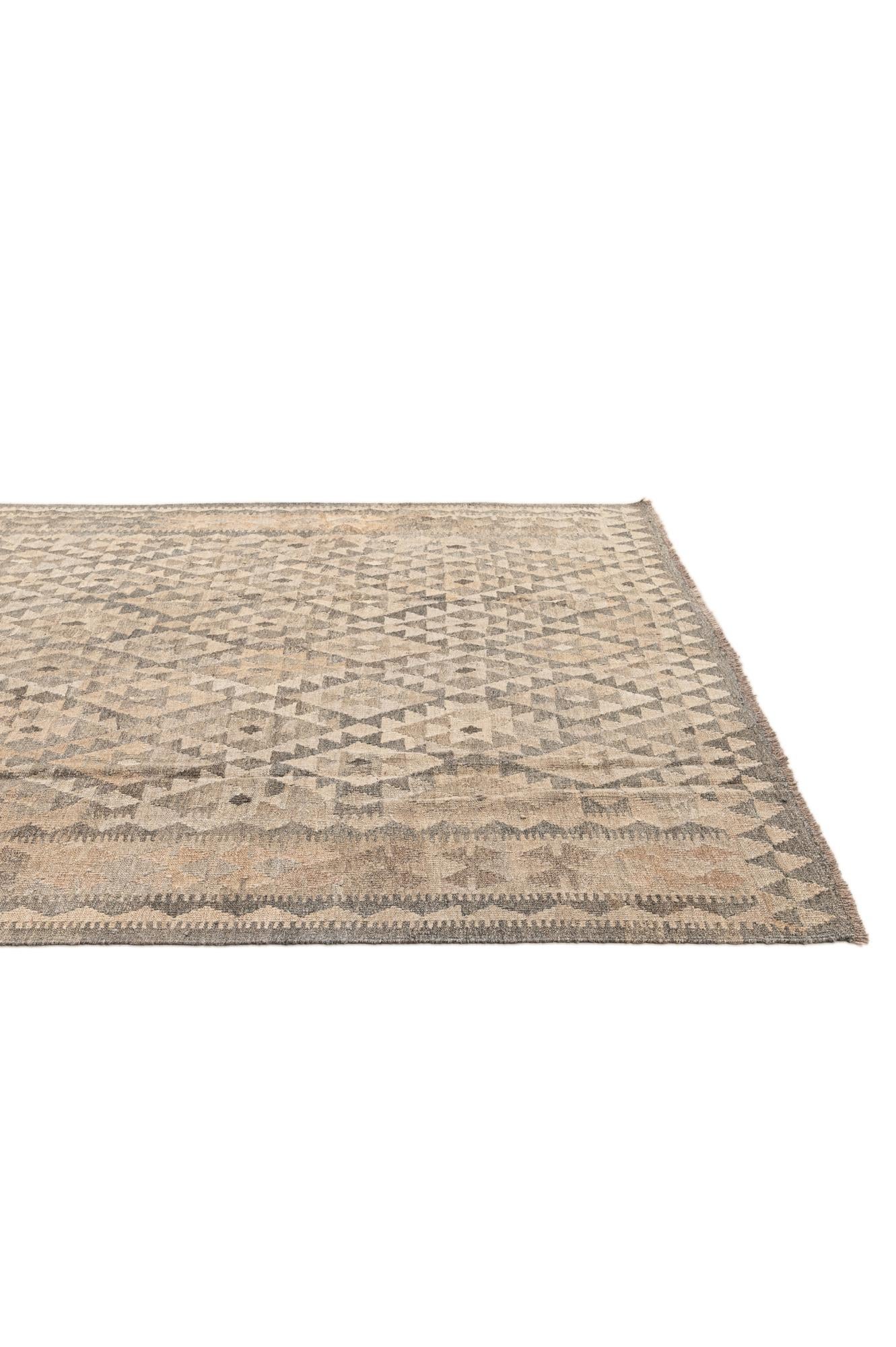 6' 7 x 9' 7 Hand Woven Kilim Maymana Wool Rug
