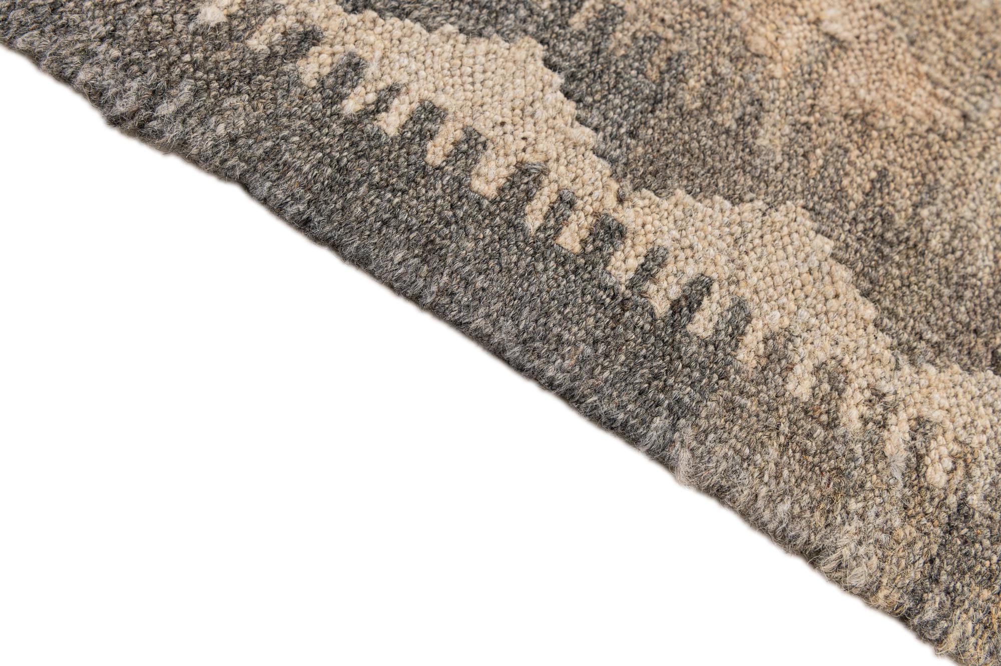 6' 7 x 9' 7 Hand Woven Kilim Maymana Wool Rug