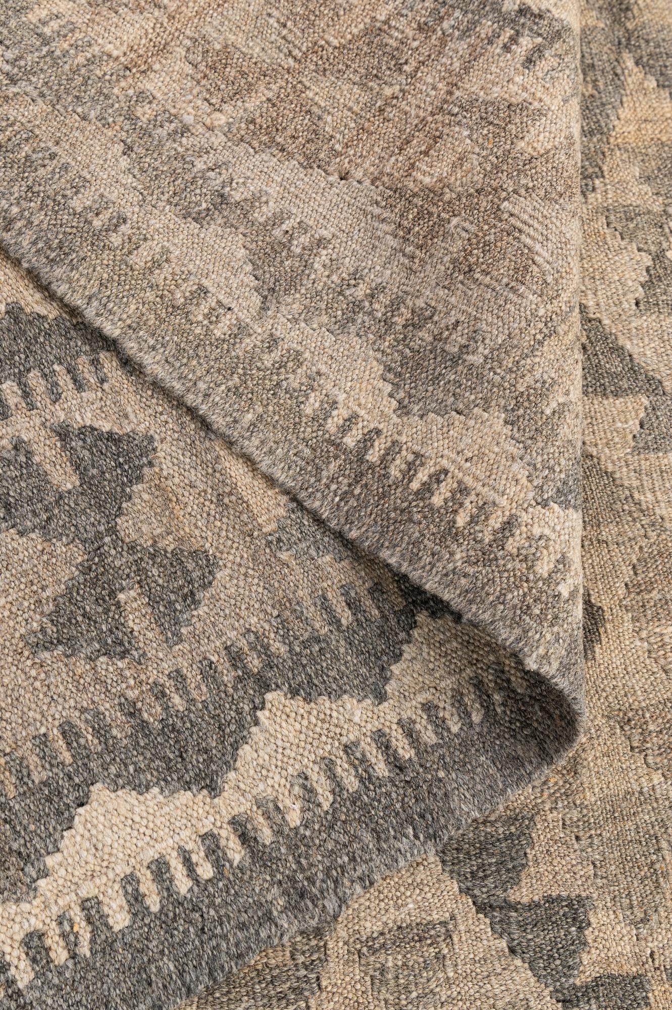 6' 7 x 9' 7 Hand Woven Kilim Maymana Wool Rug