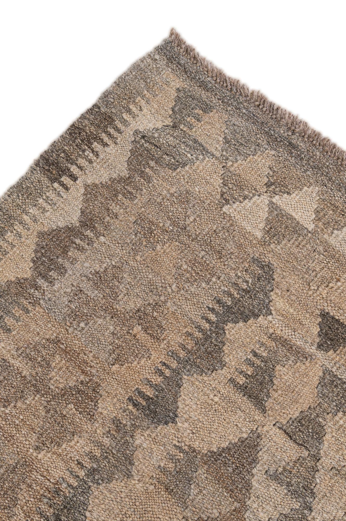 6' 7 x 9' 7 Hand Woven Kilim Maymana Wool Rug