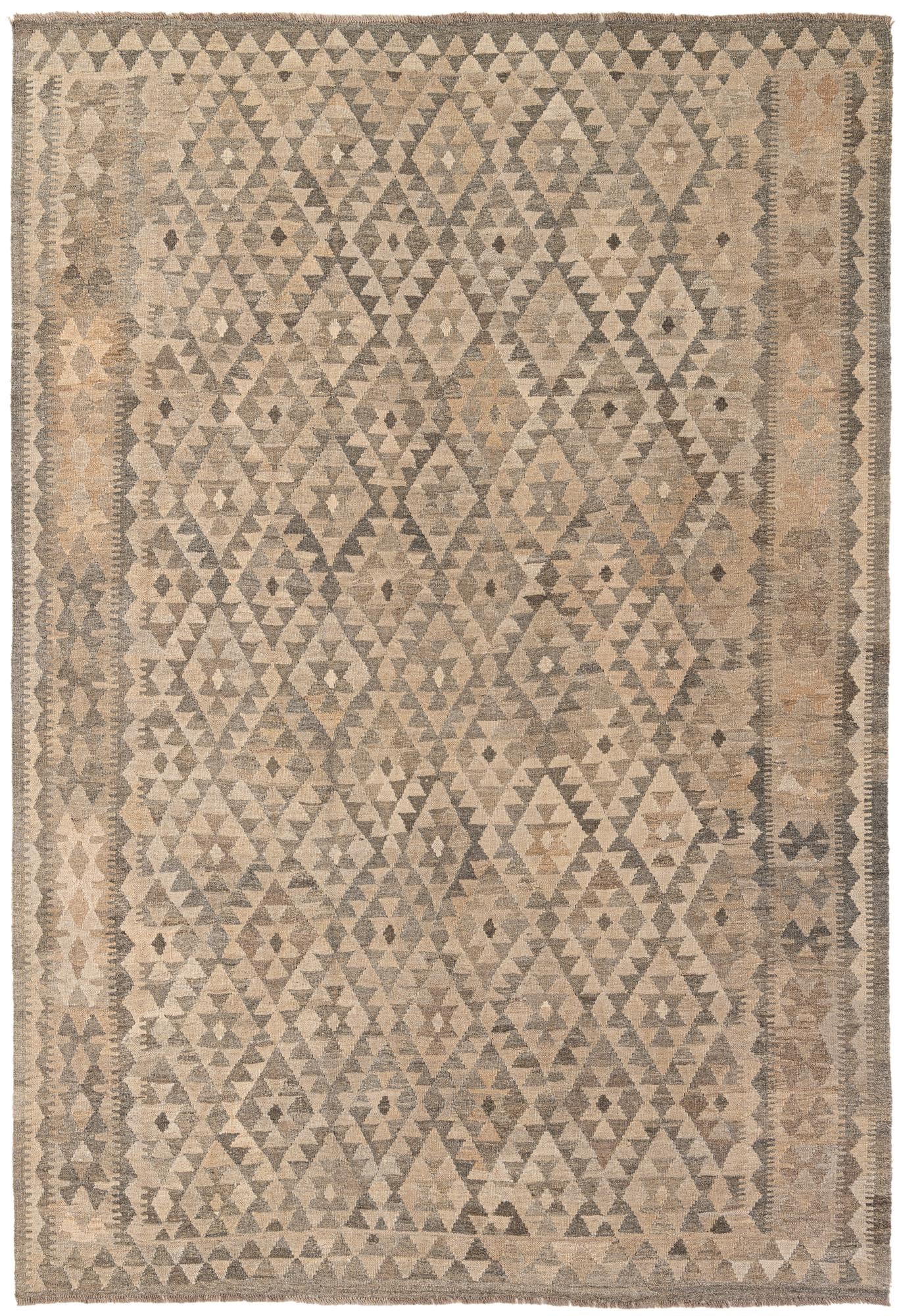 6' 7 x 9' 7 Hand Woven Kilim Maymana Wool Rug