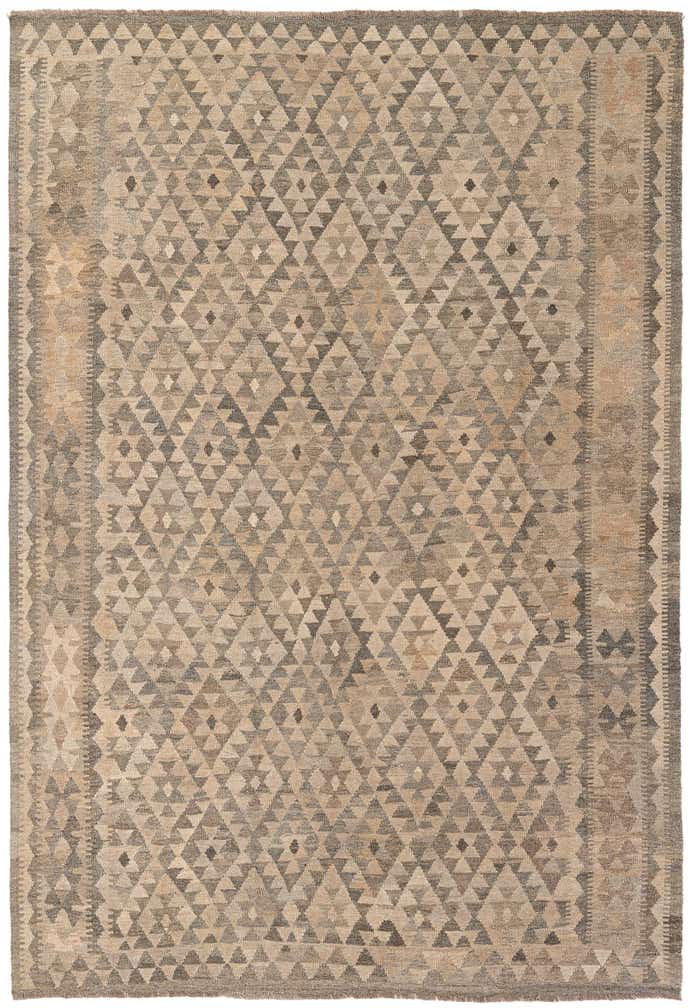 6' 7 x 9' 7 Hand Woven Kilim Maymana Wool Rug