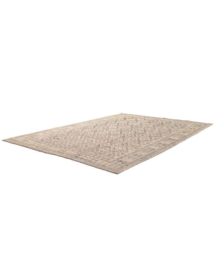 6' 11 x 9' 8 Hand Woven Kilim Maymana Wool Rug