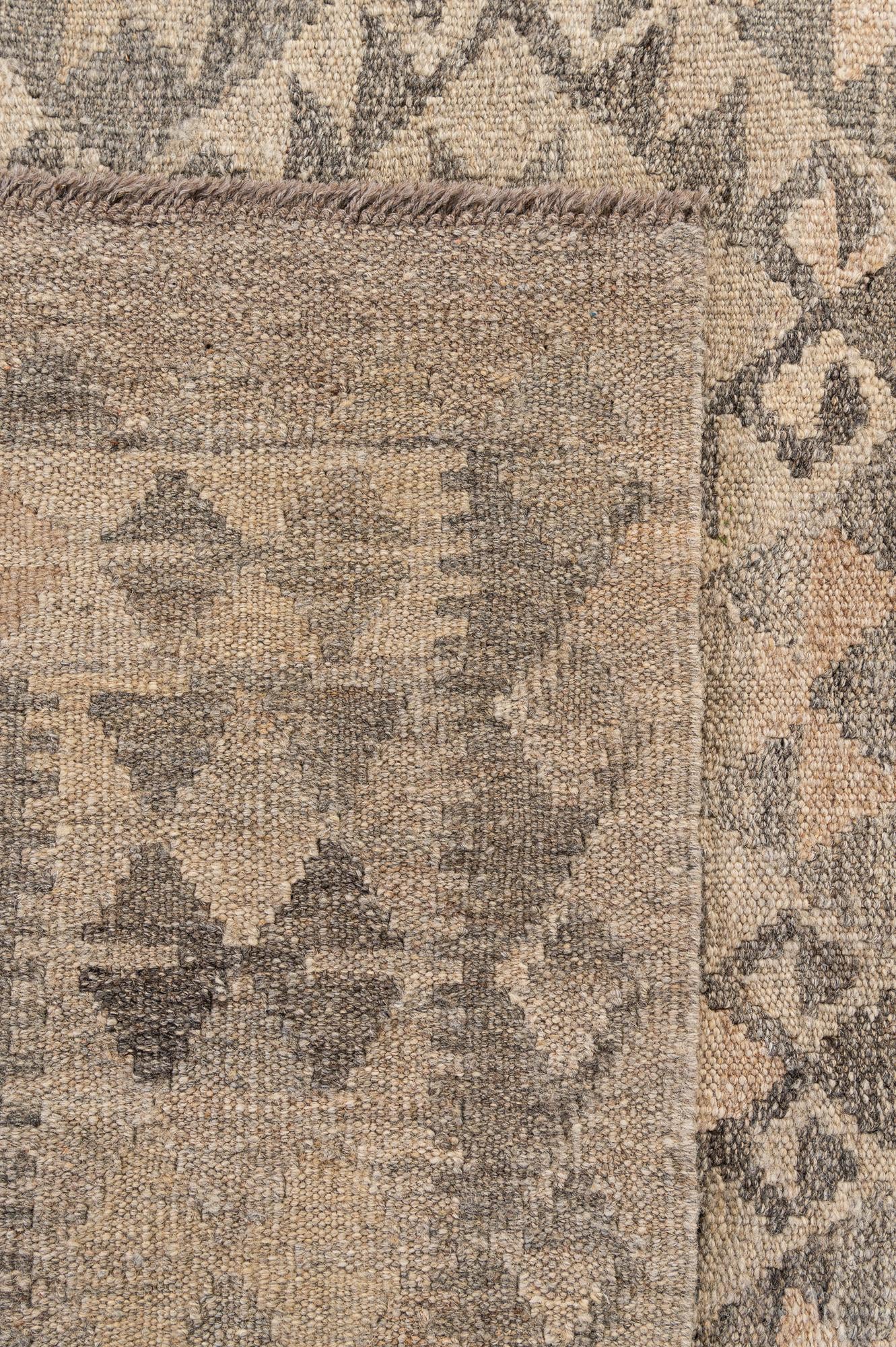 6' 11 x 9' 8 Hand Woven Kilim Maymana Wool Rug