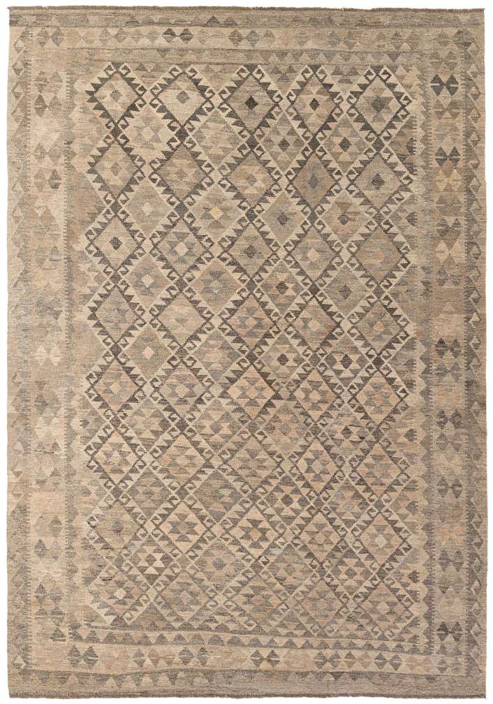 6' 11 x 9' 8 Hand Woven Kilim Maymana Wool Rug