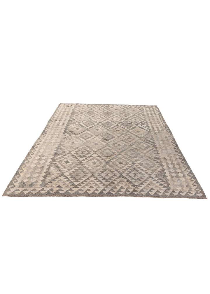 6' 11 x 9' 9 Hand Woven Kilim Maymana Wool Rug