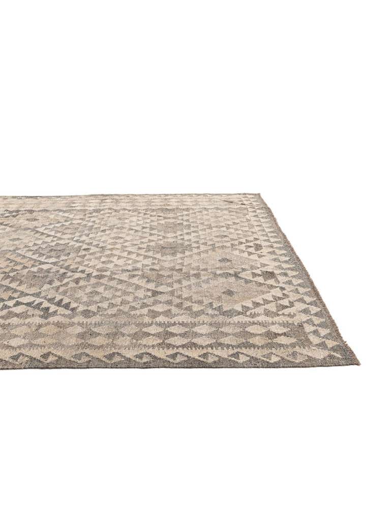 6' 11 x 9' 9 Hand Woven Kilim Maymana Wool Rug