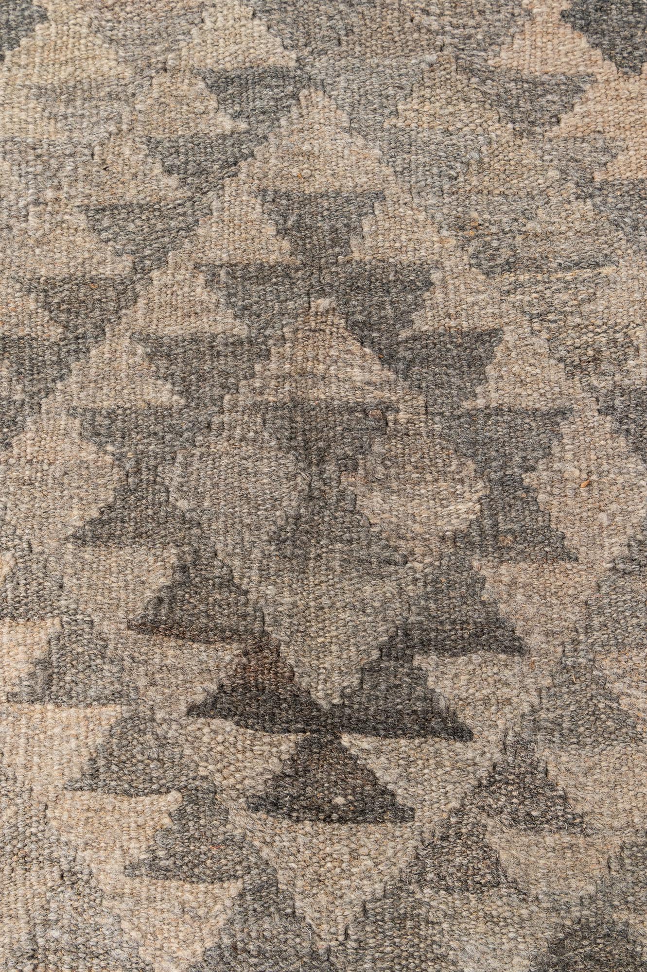 6' 11 x 9' 9 Hand Woven Kilim Maymana Wool Rug