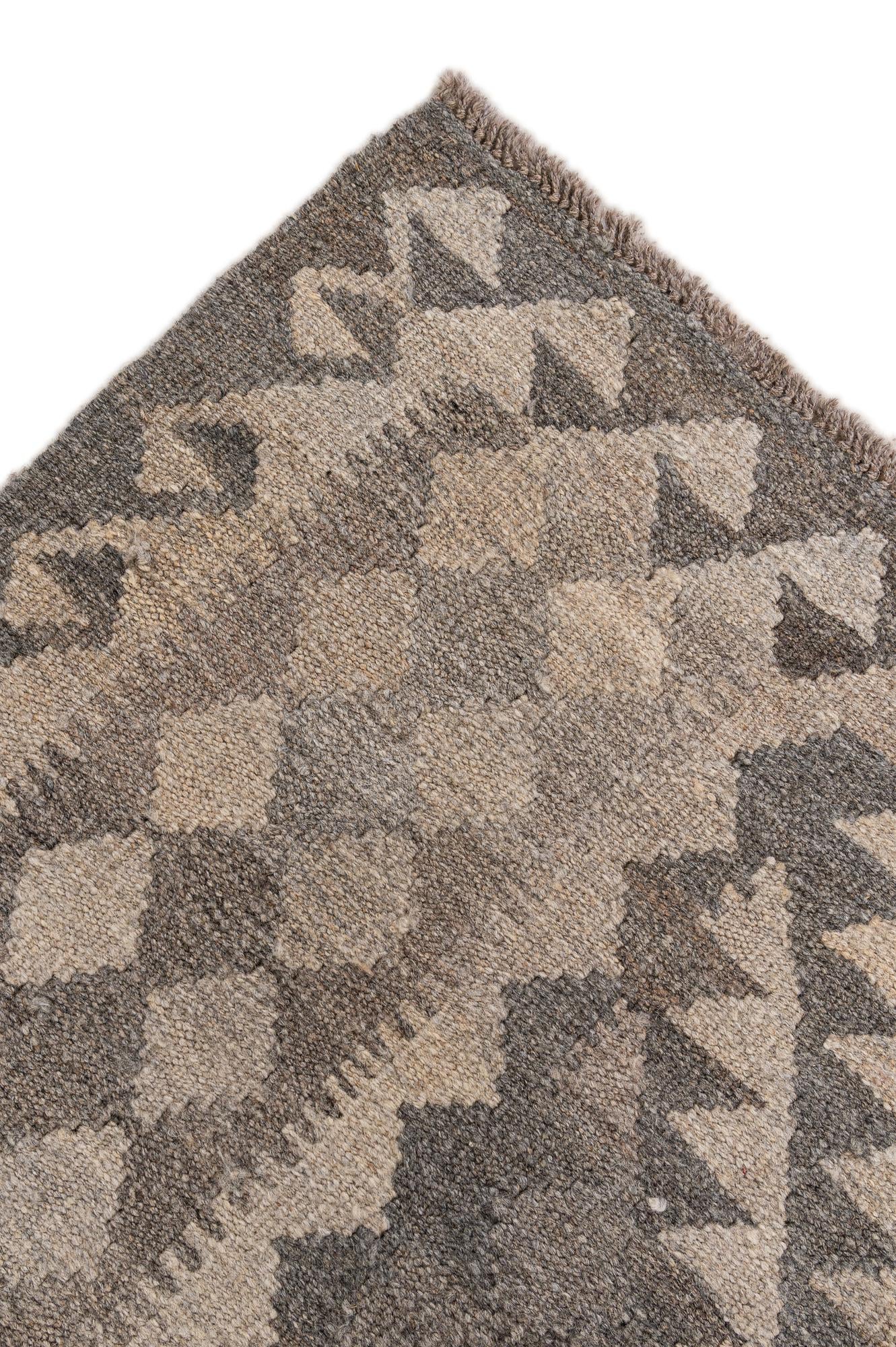 6' 11 x 9' 9 Hand Woven Kilim Maymana Wool Rug