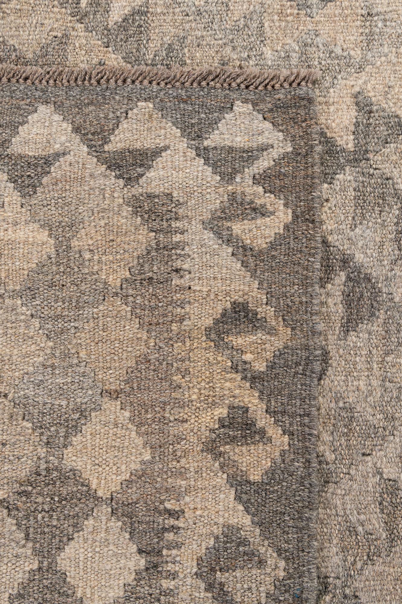 6' 11 x 9' 9 Hand Woven Kilim Maymana Wool Rug