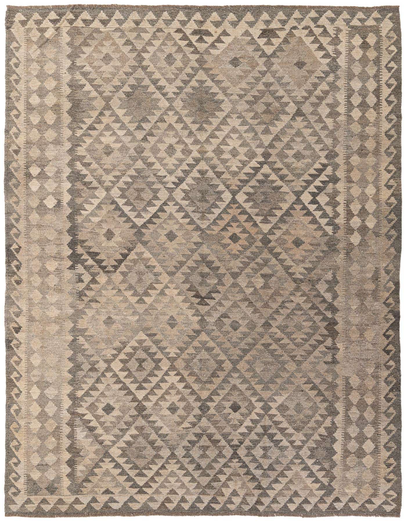 6' 11 x 9' 9 Hand Woven Kilim Maymana Wool Rug