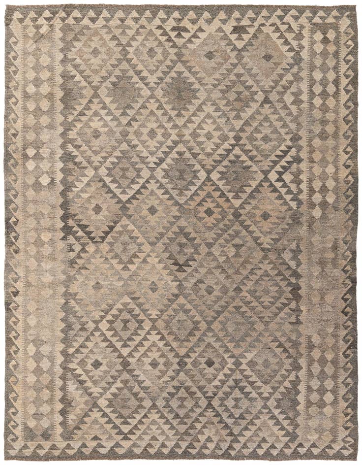 Detail image of 6' 11 x 9' 9 Hand Woven Kilim Maymana Wool Rug