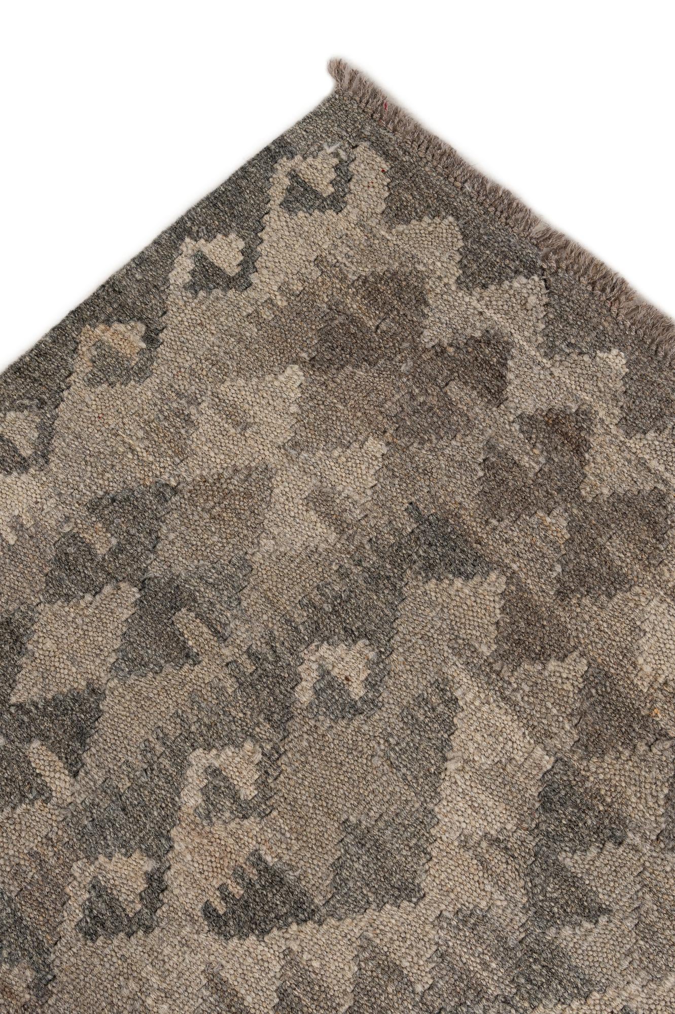 6' 11 x 9' 8 Hand Woven Kilim Maymana Wool Rug