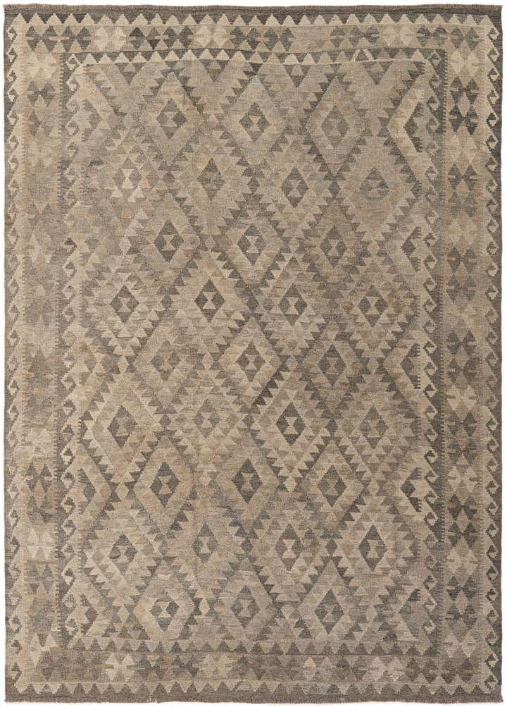 6' 11 x 9' 8 Hand Woven Kilim Maymana Wool Rug
