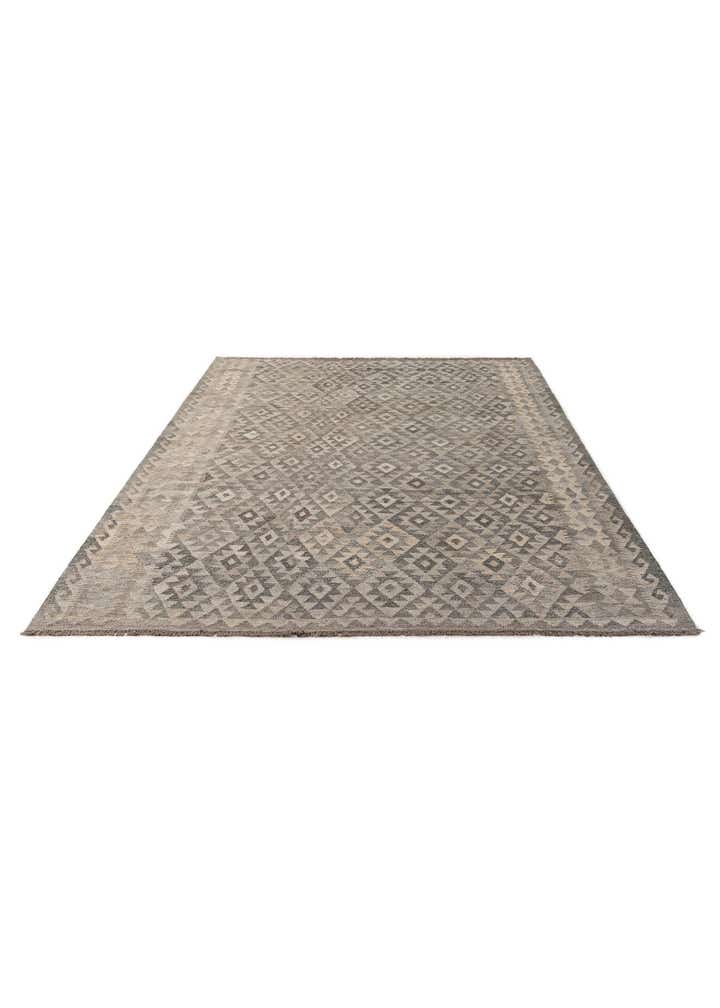 6' 10 x 9' 7 Hand Woven Kilim Maymana Wool Rug