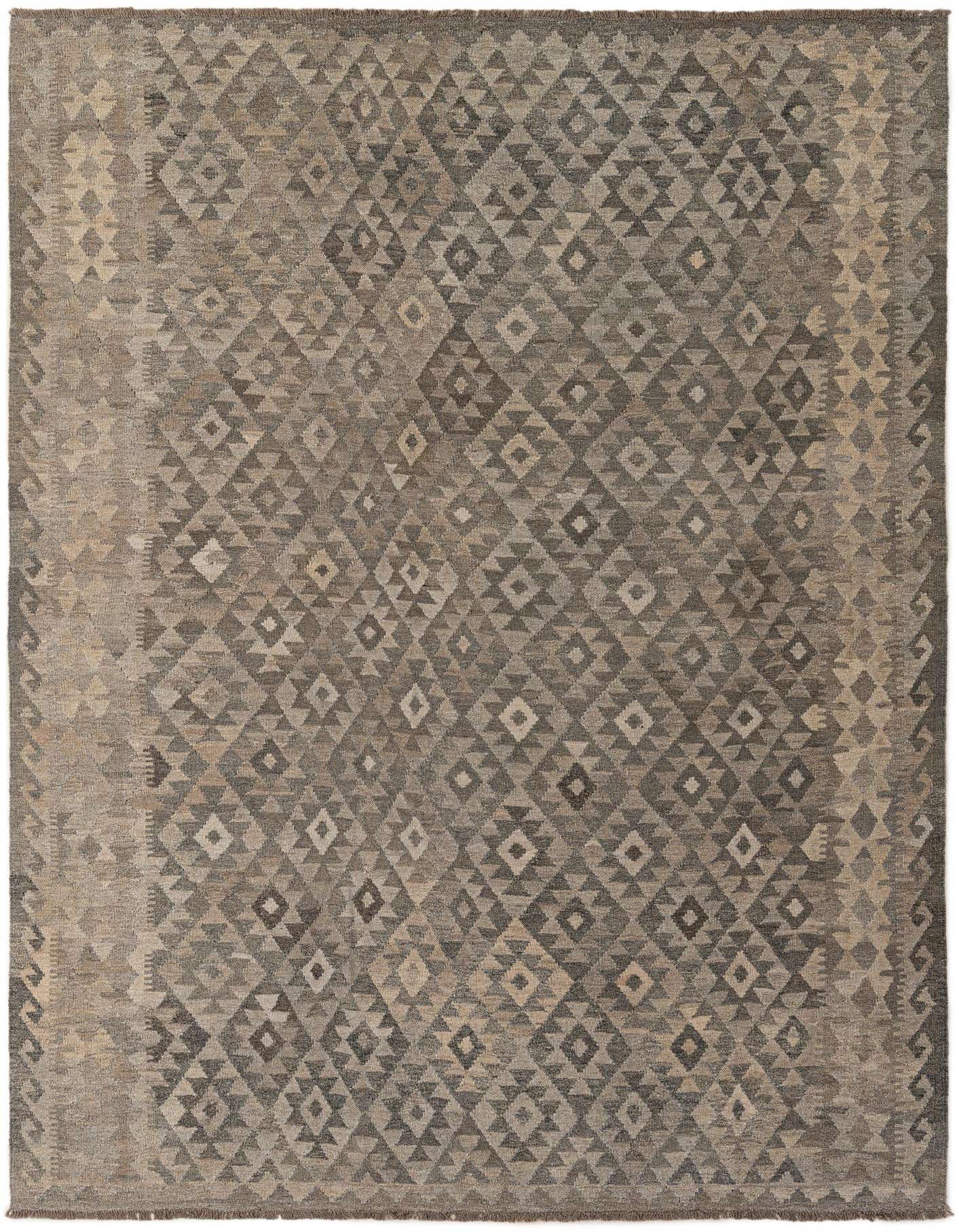 6' 10 x 9' 7 Hand Woven Kilim Maymana Wool Rug
