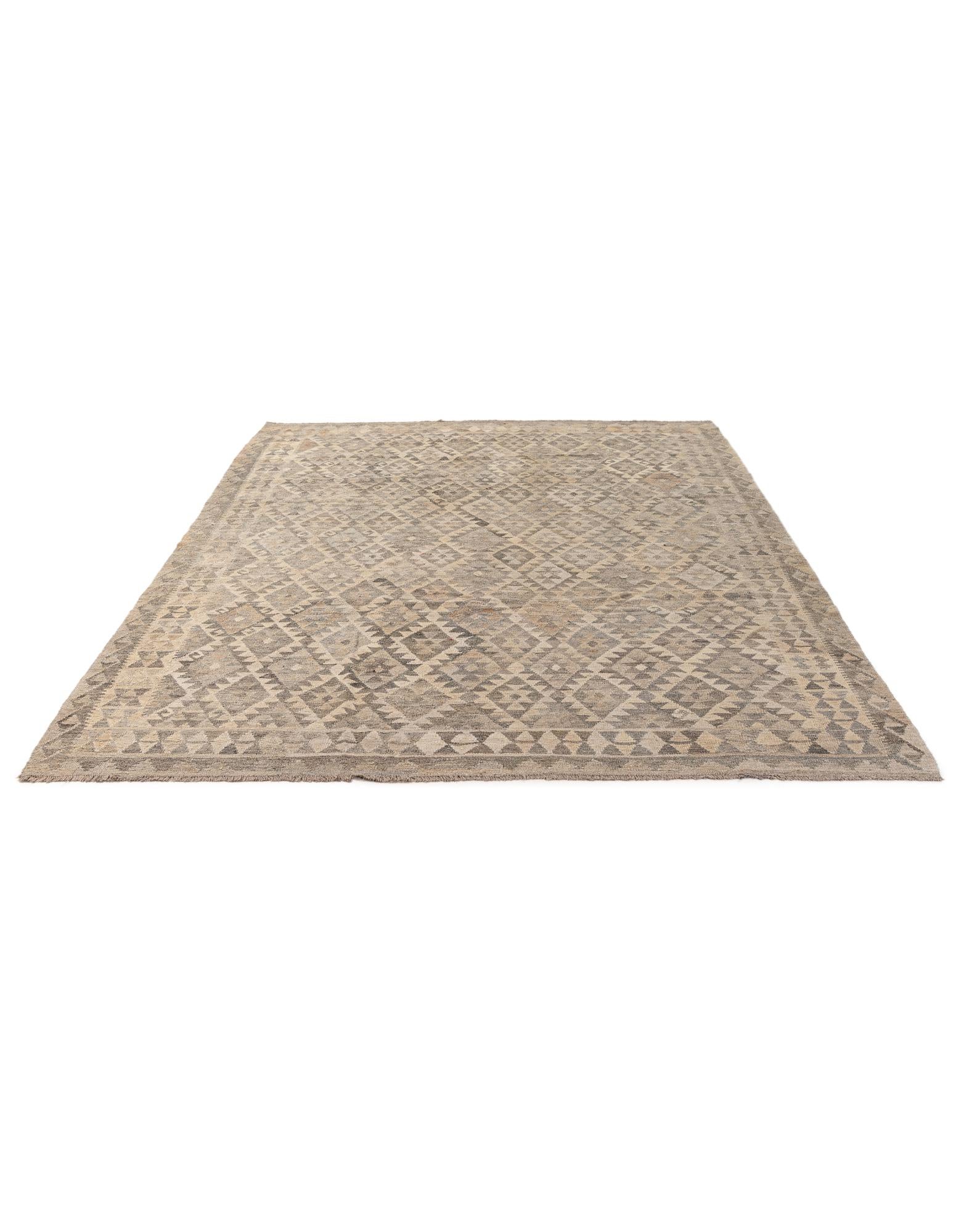 6' 10 x 9' 7 Hand Woven Kilim Maymana Wool Rug