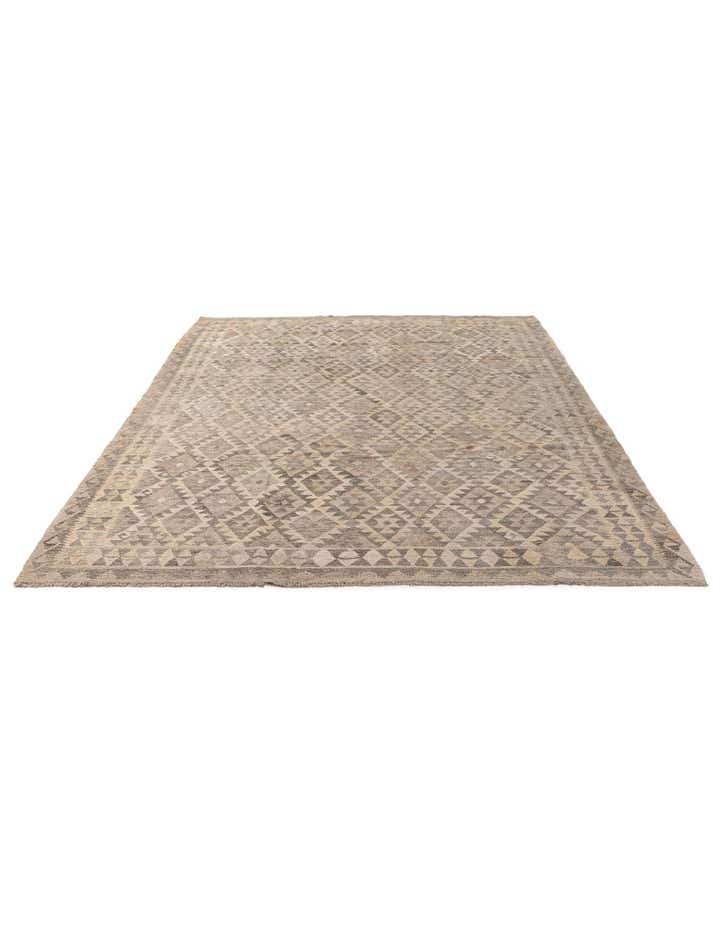 6' 10 x 9' 7 Hand Woven Kilim Maymana Wool Rug