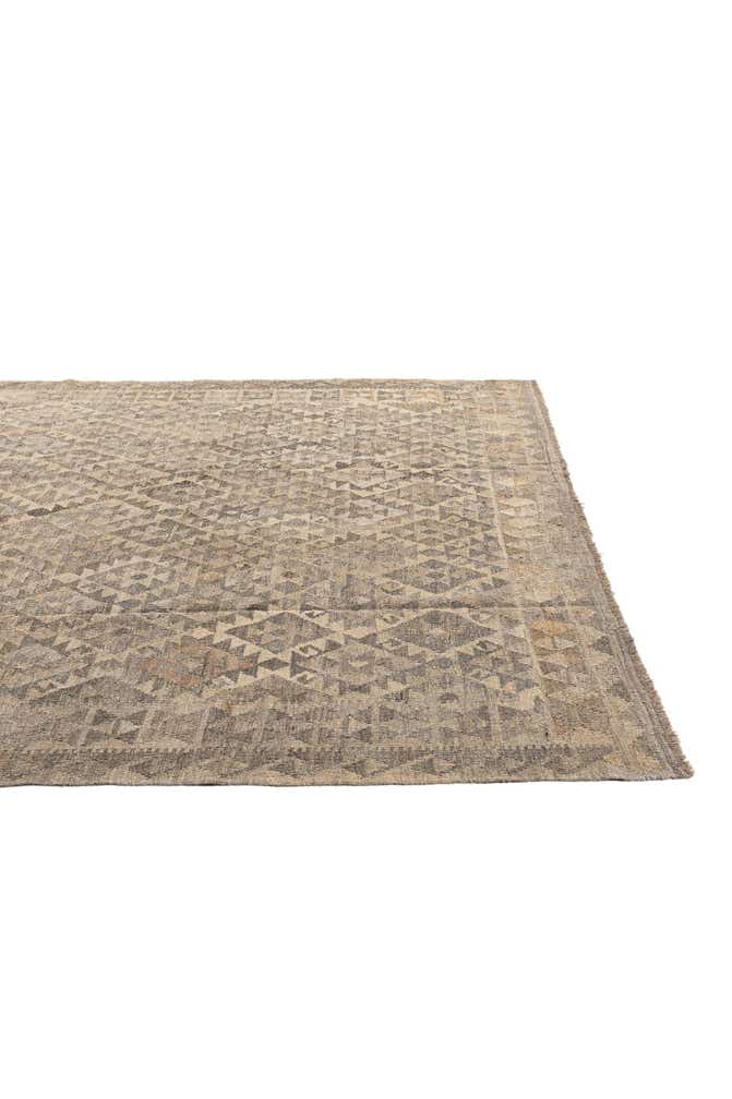 6' 10 x 9' 7 Hand Woven Kilim Maymana Wool Rug