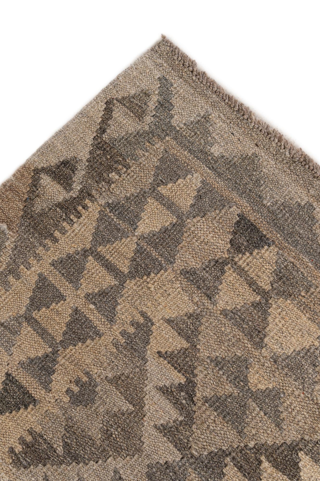 6' 10 x 9' 7 Hand Woven Kilim Maymana Wool Rug