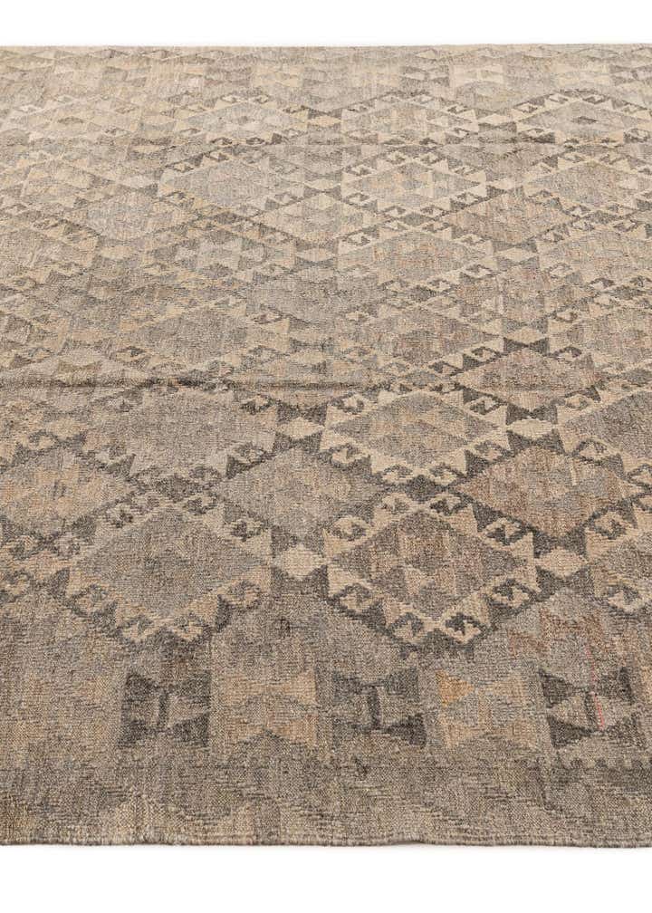 6' 9 x 9' 8 Hand Woven Kilim Maymana Wool Rug