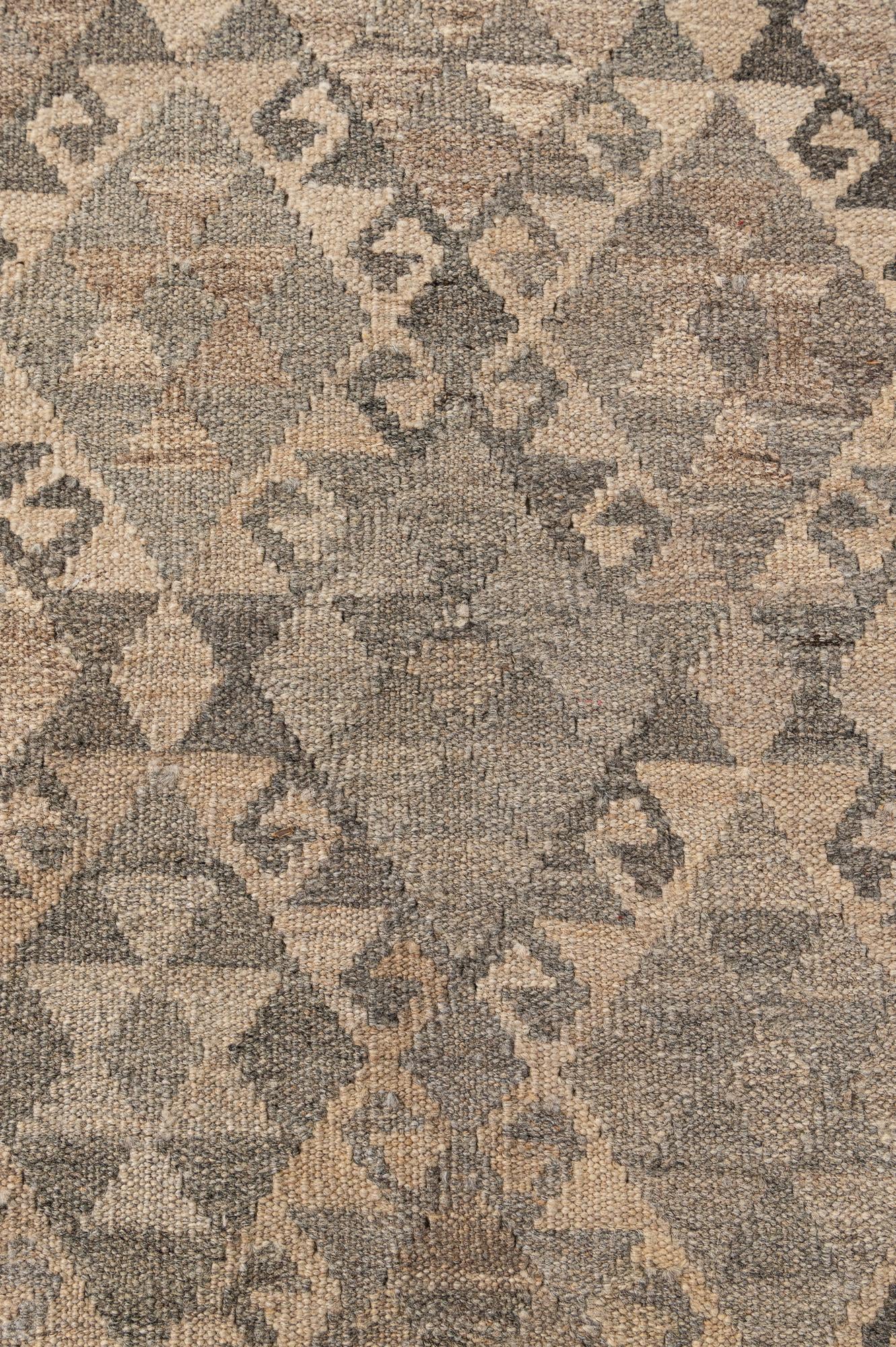6' 9 x 9' 8 Hand Woven Kilim Maymana Wool Rug