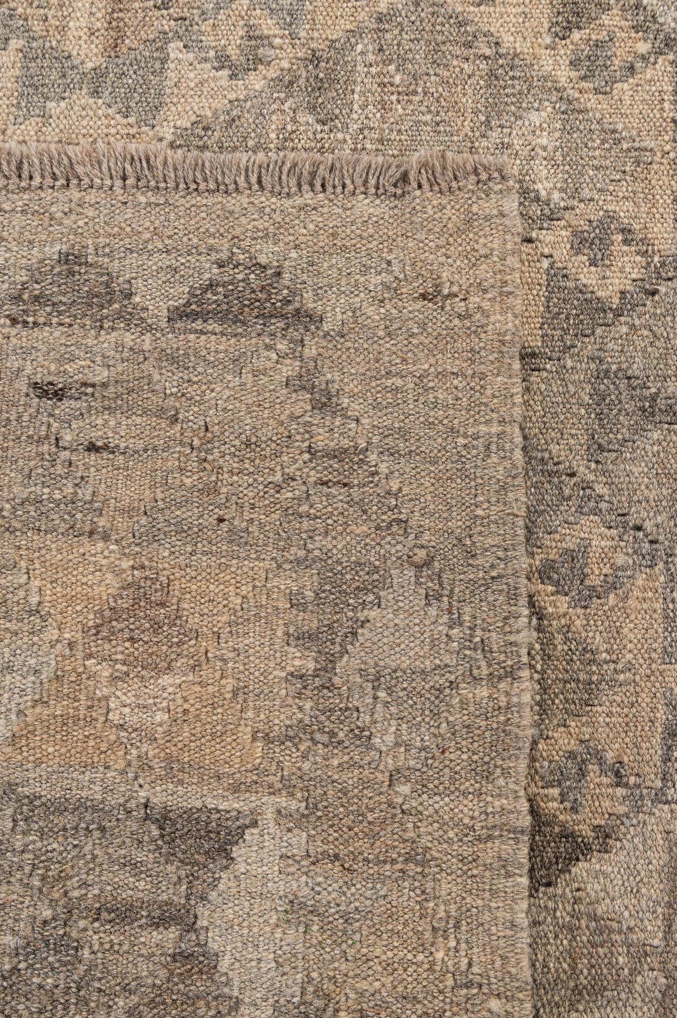 6' 9 x 9' 8 Hand Woven Kilim Maymana Wool Rug