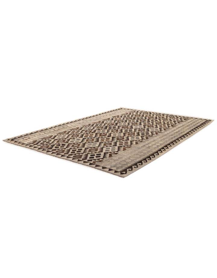 6' 10 x 9' 8 Hand Woven Kilim Maymana Wool Rug