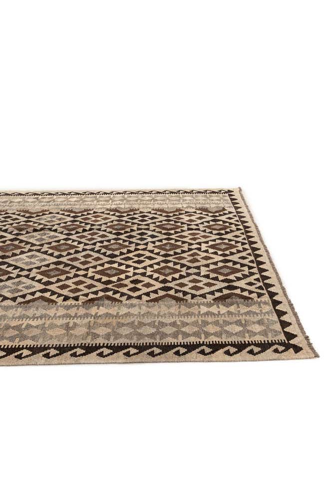 6' 10 x 9' 8 Hand Woven Kilim Maymana Wool Rug