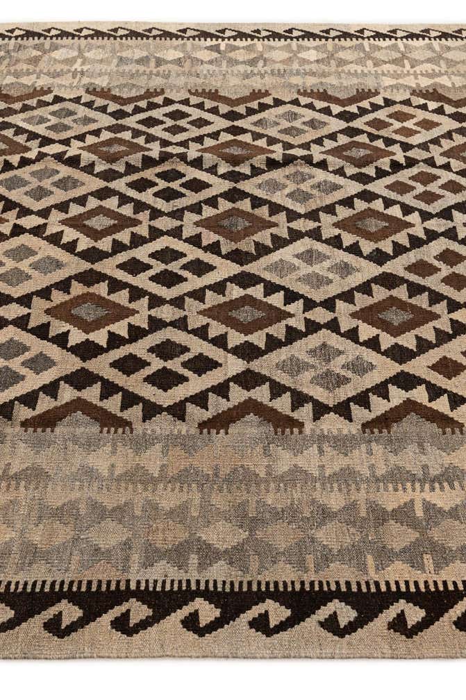 6' 10 x 9' 8 Hand Woven Kilim Maymana Wool Rug
