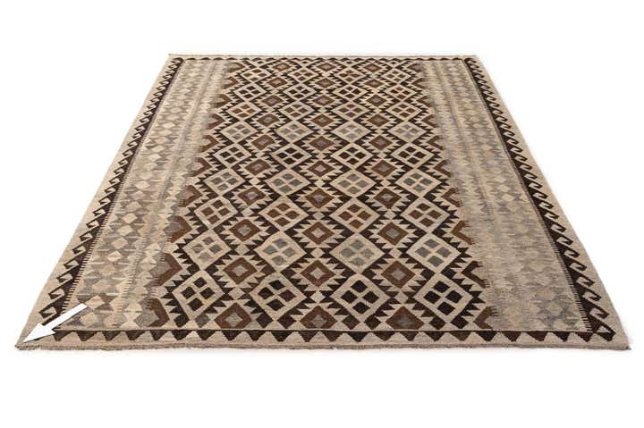 6' 10 x 9' 8 Hand Woven Kilim Maymana Wool Rug