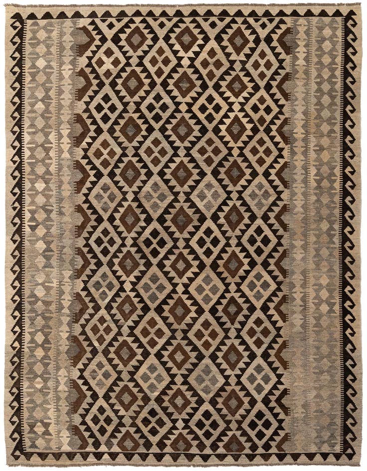 Detail image of 6' 10 x 9' 8 Hand Woven Kilim Maymana Wool Rug