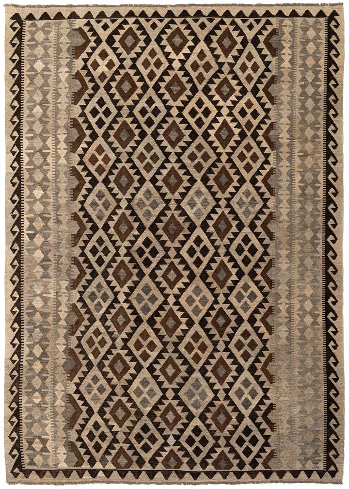 6' 10 x 9' 8 Hand Woven Kilim Maymana Wool Rug