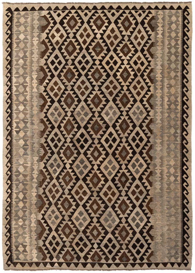 Detail image of 6' 10 x 9' 8 Hand Woven Kilim Maymana Wool Rug