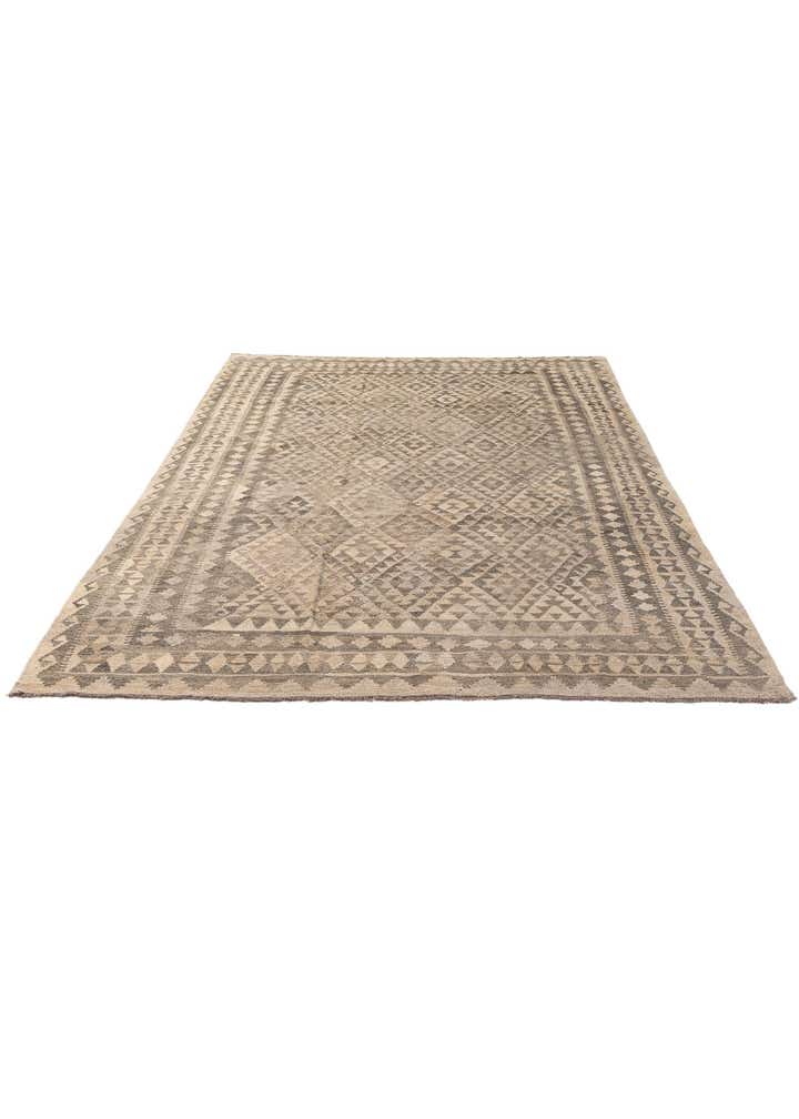 6' 10 x 9' 8 Hand Woven Kilim Maymana Wool Rug