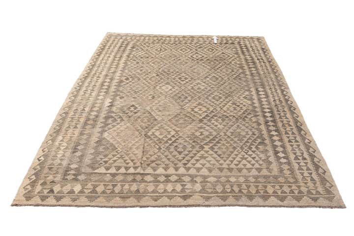 6' 10 x 9' 8 Hand Woven Kilim Maymana Wool Rug