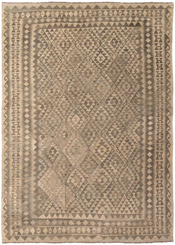 6' 10 x 9' 8 Hand Woven Kilim Maymana Wool Rug