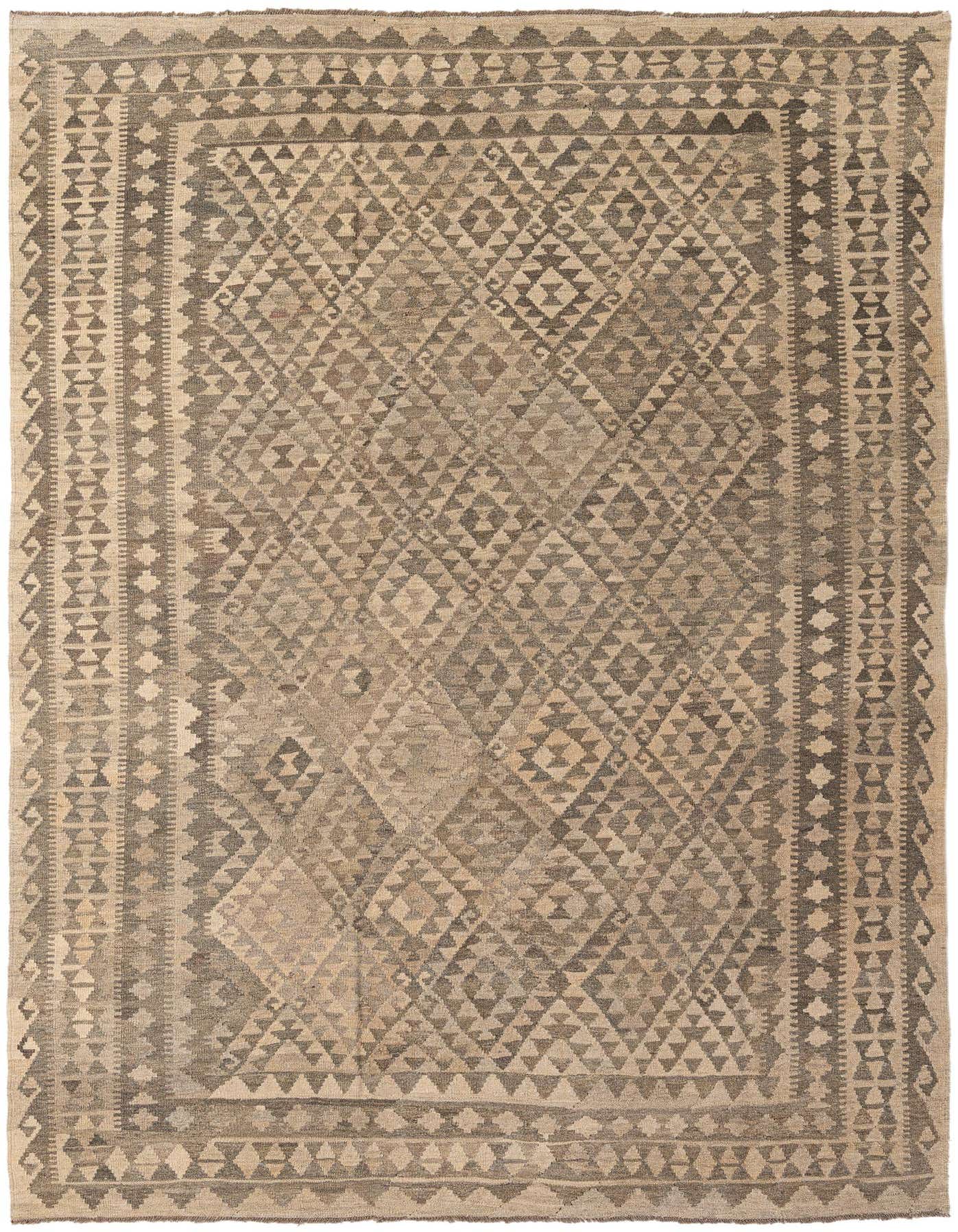 6' 10 x 9' 8 Hand Woven Kilim Maymana Wool Rug