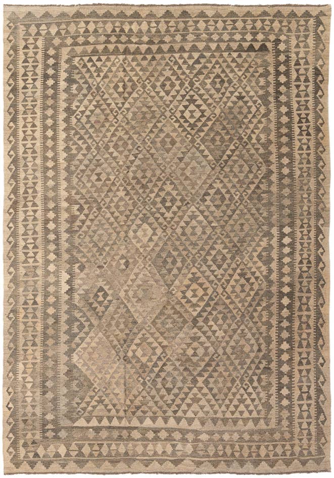 Detail image of 6' 10 x 9' 8 Hand Woven Kilim Maymana Wool Rug
