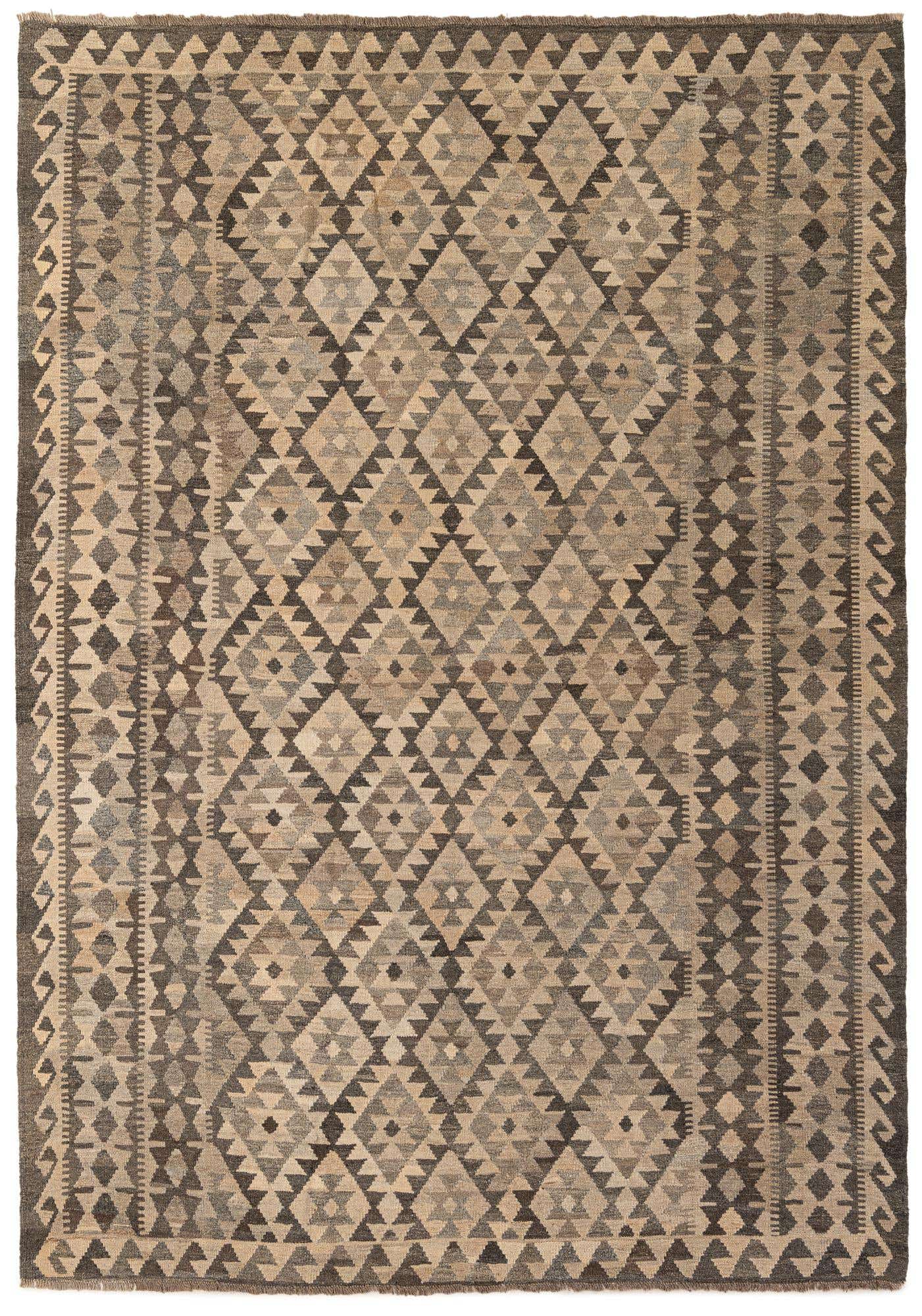 6' 10 x 9' 9 Hand Woven Kilim Maymana Wool Rug